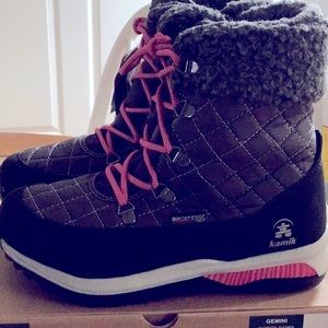 Kamik kids boots pink/black size 4 - EU 36 .waterproof ,Vegan, warm at -40 F nib